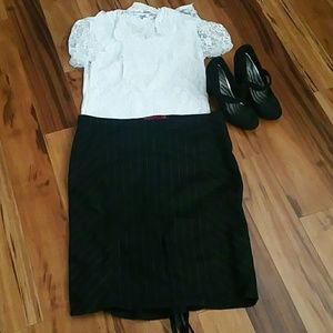 Tripp NYC pinstripe pencil skirt with lace up back